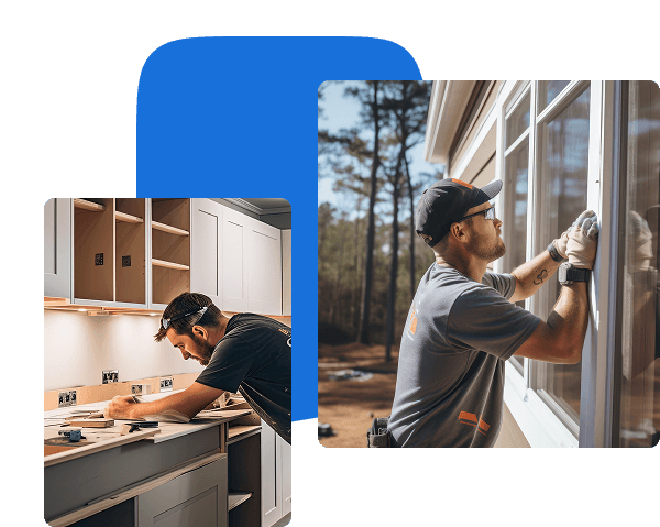 contractors installing windows and counters
